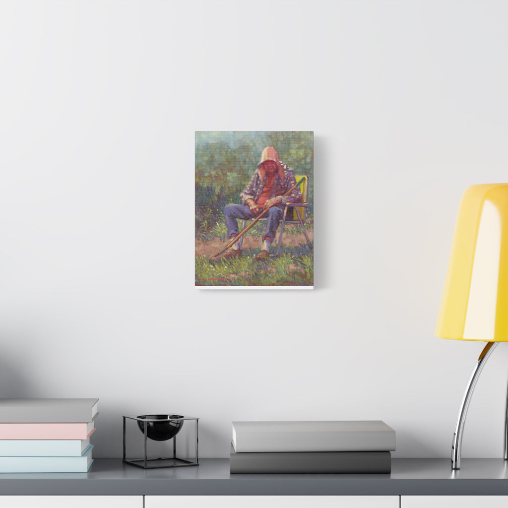 "A Tough Row to Hoe"   Canvas Wall Art — Tranquil Gardener Painting (Matte Stretched Canvas)