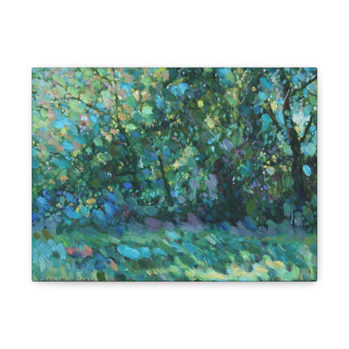 "Across the Road"              Impressionist Green Woodland Matte Canvas Wall Art – Stretched 1.25"
