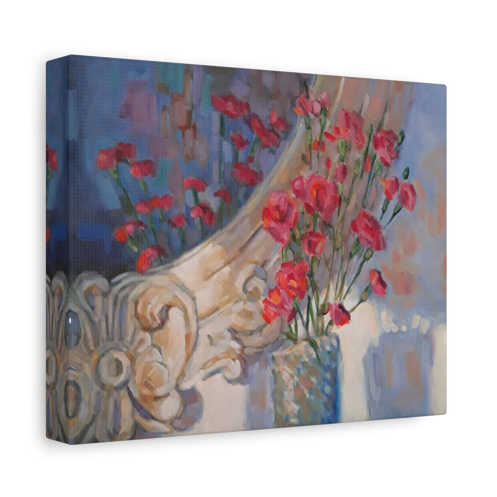 "Mirrored"   Roses & Vintage Mirror — Matte Stretched Canvas Wall Art