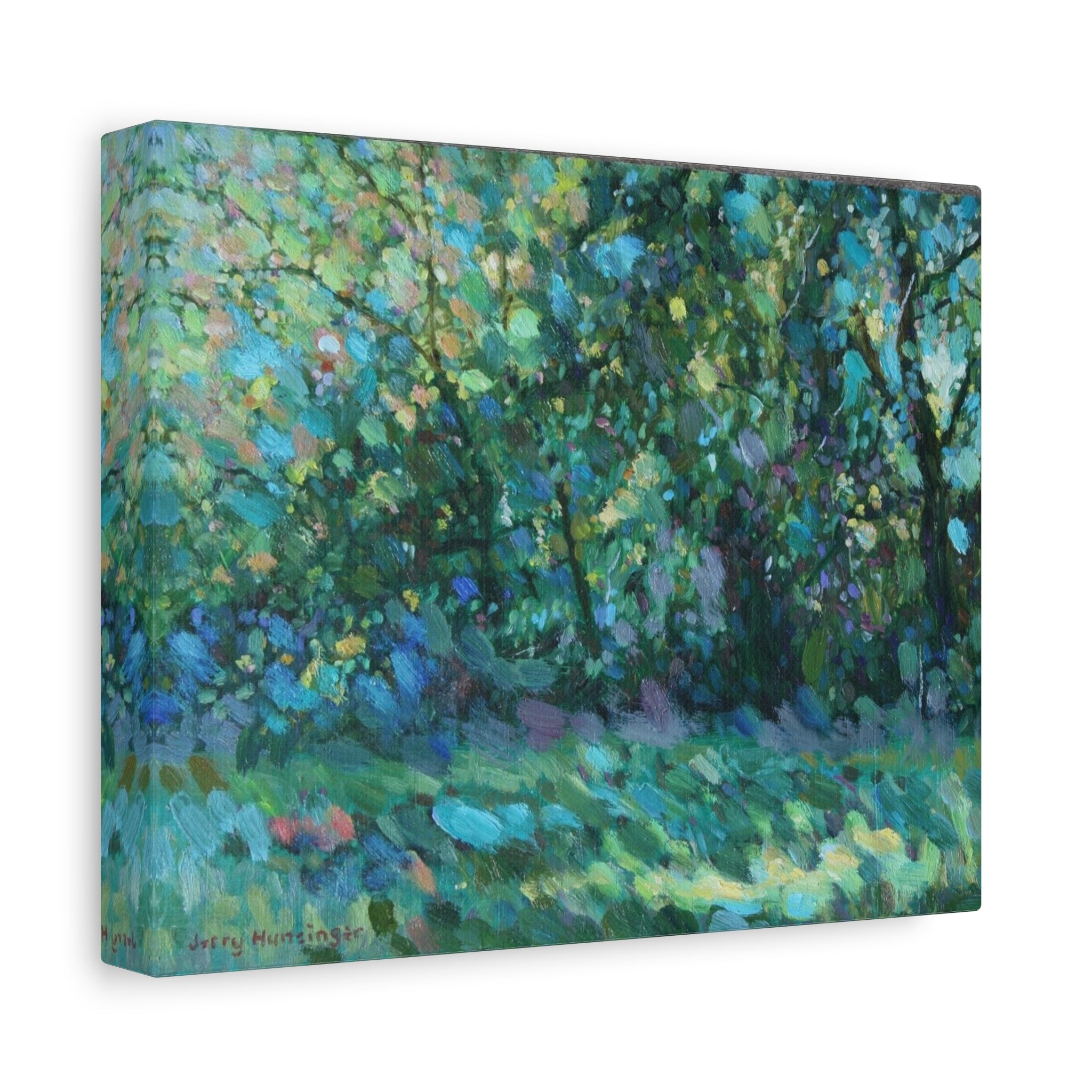 "Across the Road"              Impressionist Green Woodland Matte Canvas Wall Art – Stretched 1.25"