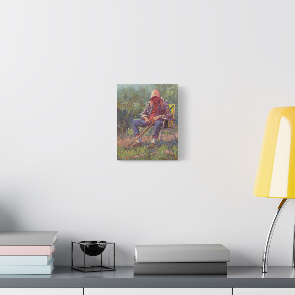 "A Tough Row to Hoe"   Canvas Wall Art — Tranquil Gardener Painting (Matte Stretched Canvas)