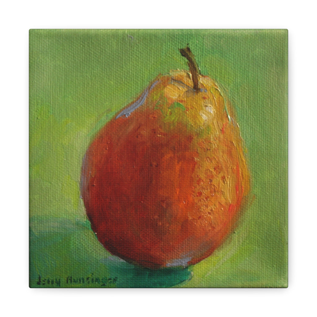 "Red Pear"     Still Life Matte Stretched Canvas Wall Art — Small 1.25"