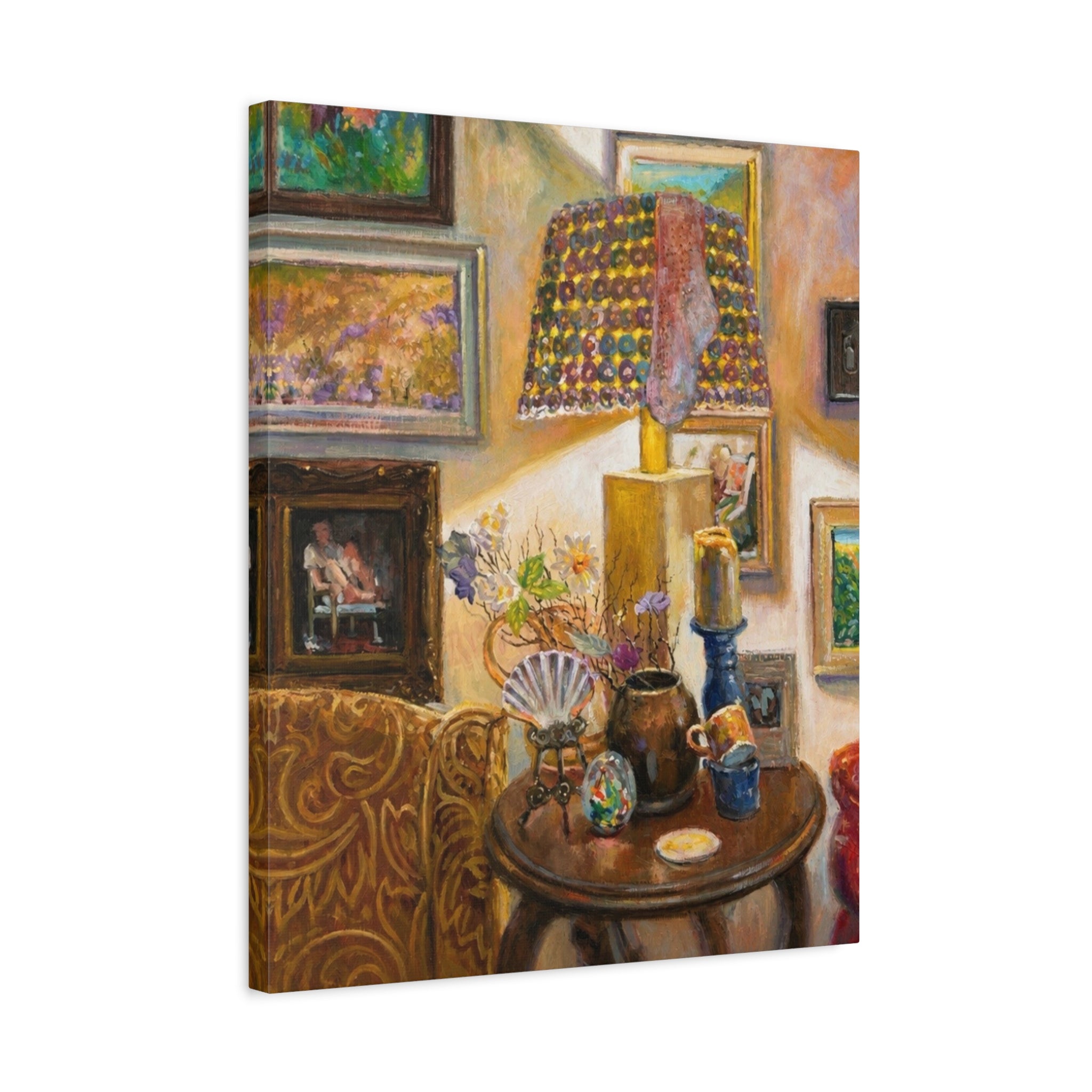 "A Room Full of Memories"   Still Life Lamp Scene Matte Canvas Print — Cozy Living Room Wall Art