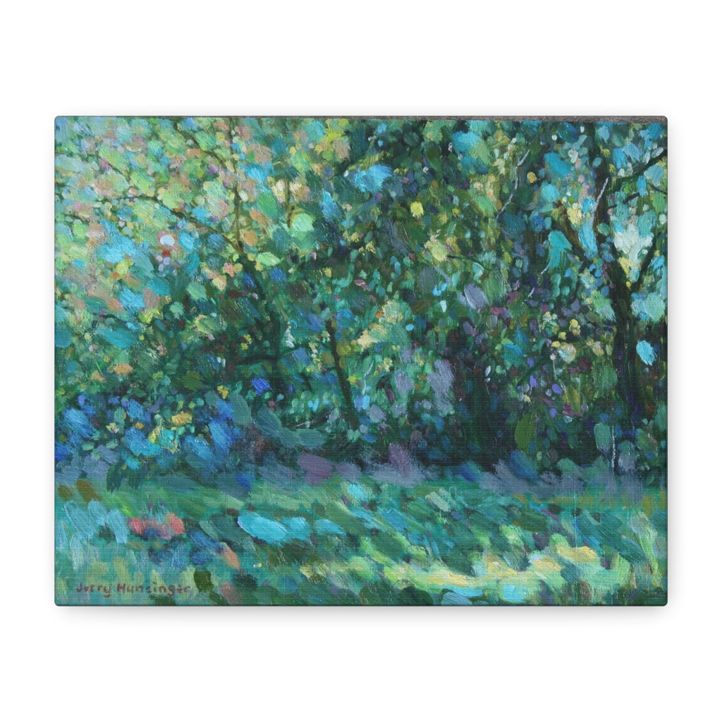 "Across the Road"              Impressionist Green Woodland Matte Canvas Wall Art – Stretched 1.25"