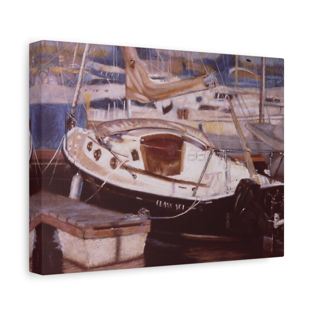 "At Pelican's Landing"   Sailboat Harbor Matte Canvas Print — Stretched 1.25" Wall Art
