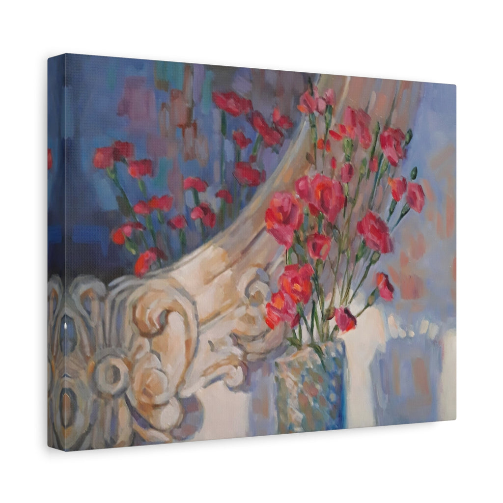 "Mirrored"   Roses & Vintage Mirror — Matte Stretched Canvas Wall Art