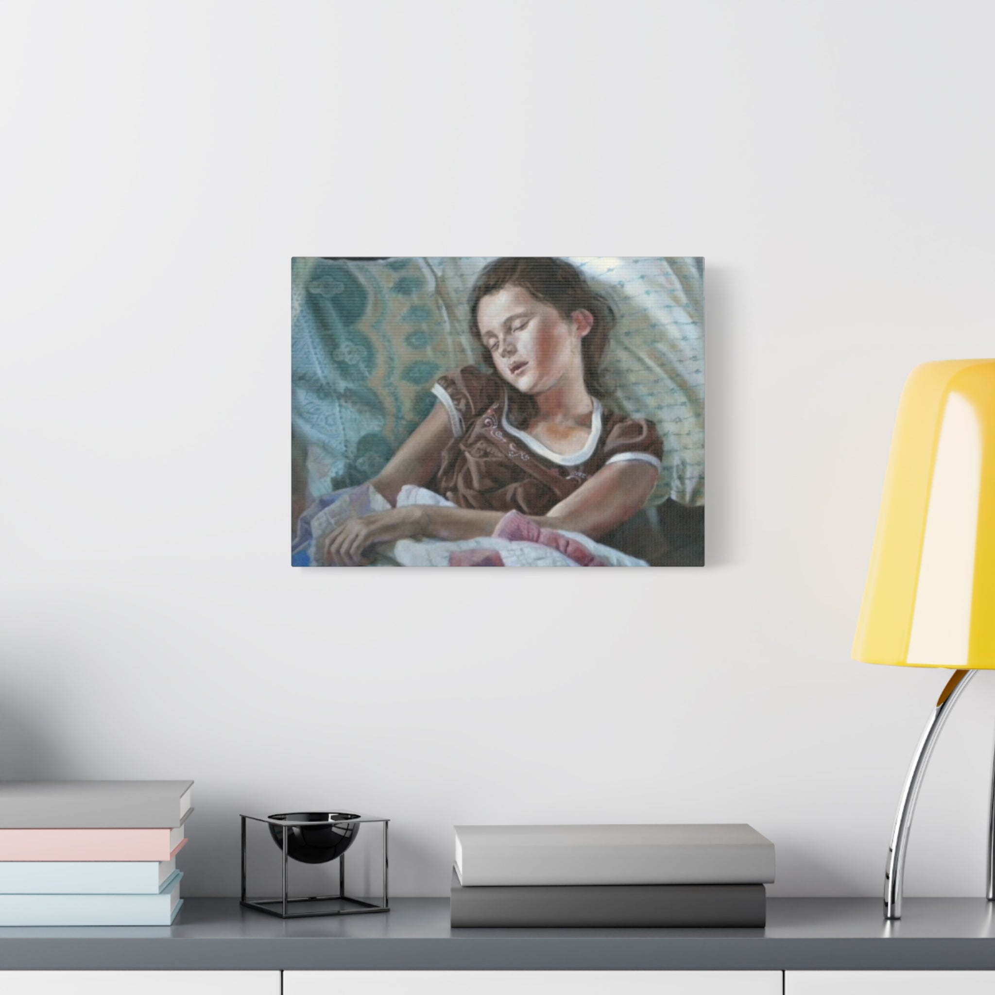 "Perchance to Dream"       Sleeping Child Canvas Wall Art – Serene Portrait Print on Stretched Matte Canvas