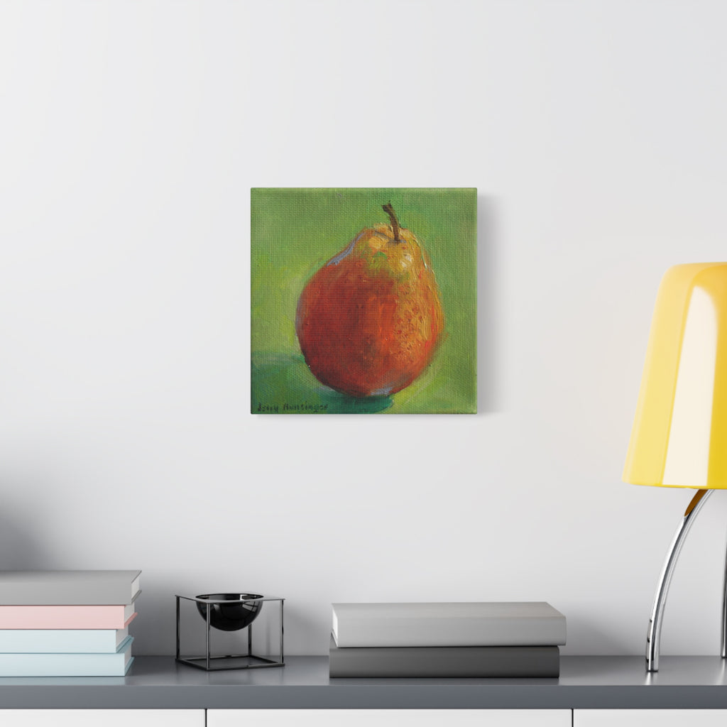 "Red Pear"     Still Life Matte Stretched Canvas Wall Art — Small 1.25"