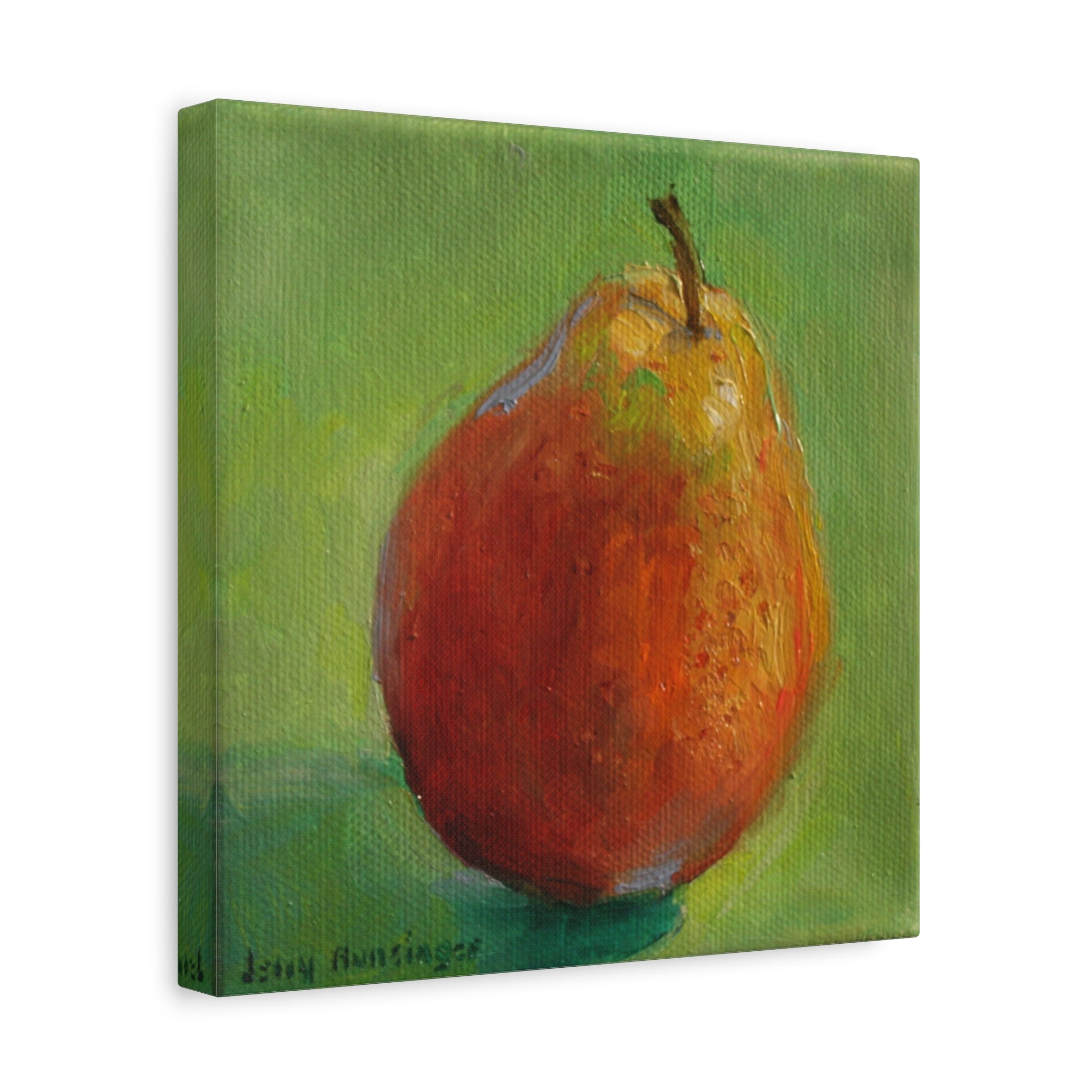 "Red Pear"     Still Life Matte Stretched Canvas Wall Art — Small 1.25"