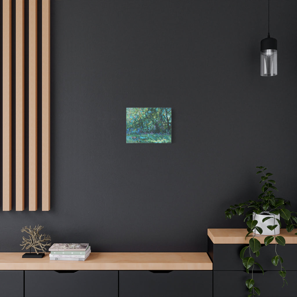 "Across the Road"              Impressionist Green Woodland Matte Canvas Wall Art – Stretched 1.25"