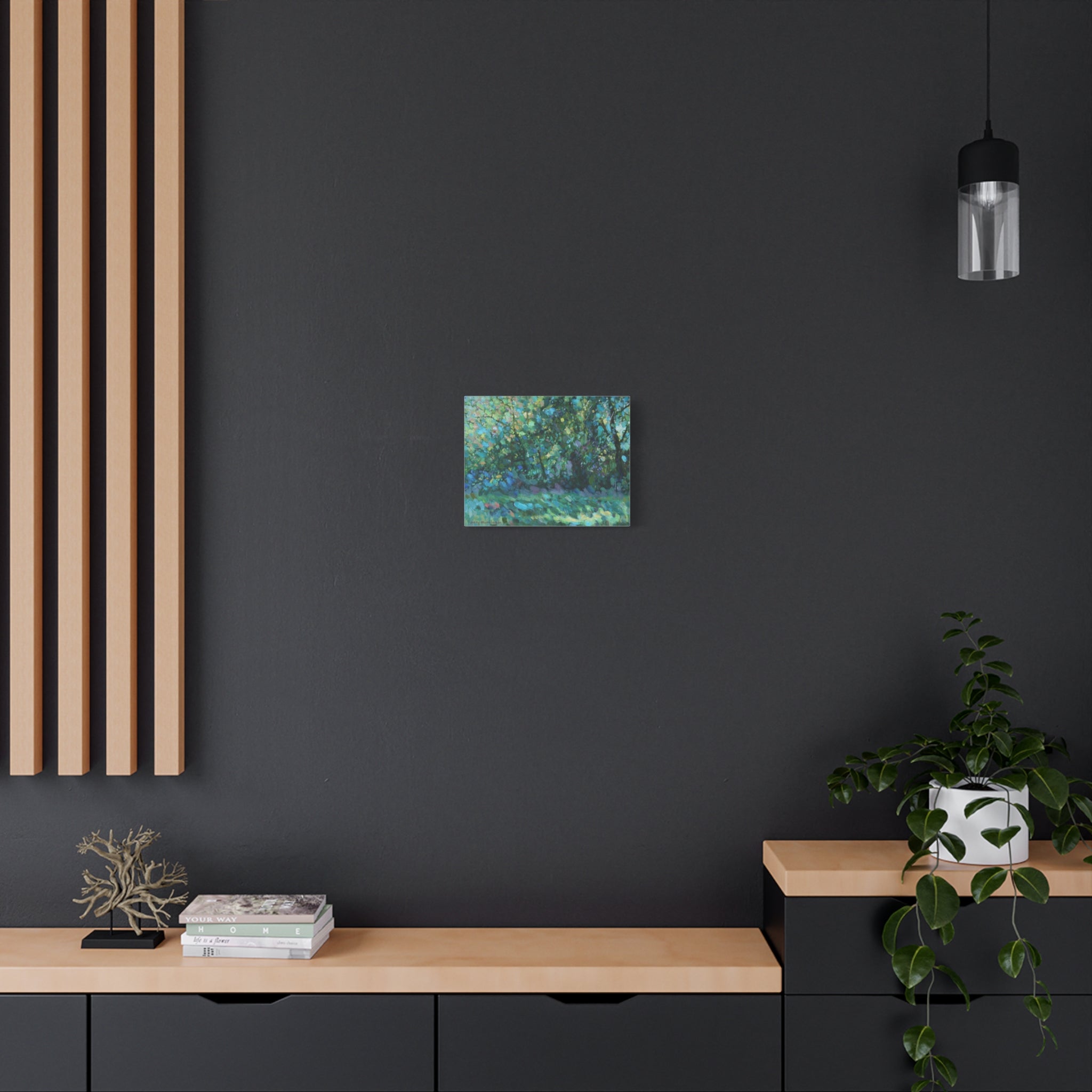 "Across the Road"              Impressionist Green Woodland Matte Canvas Wall Art – Stretched 1.25"