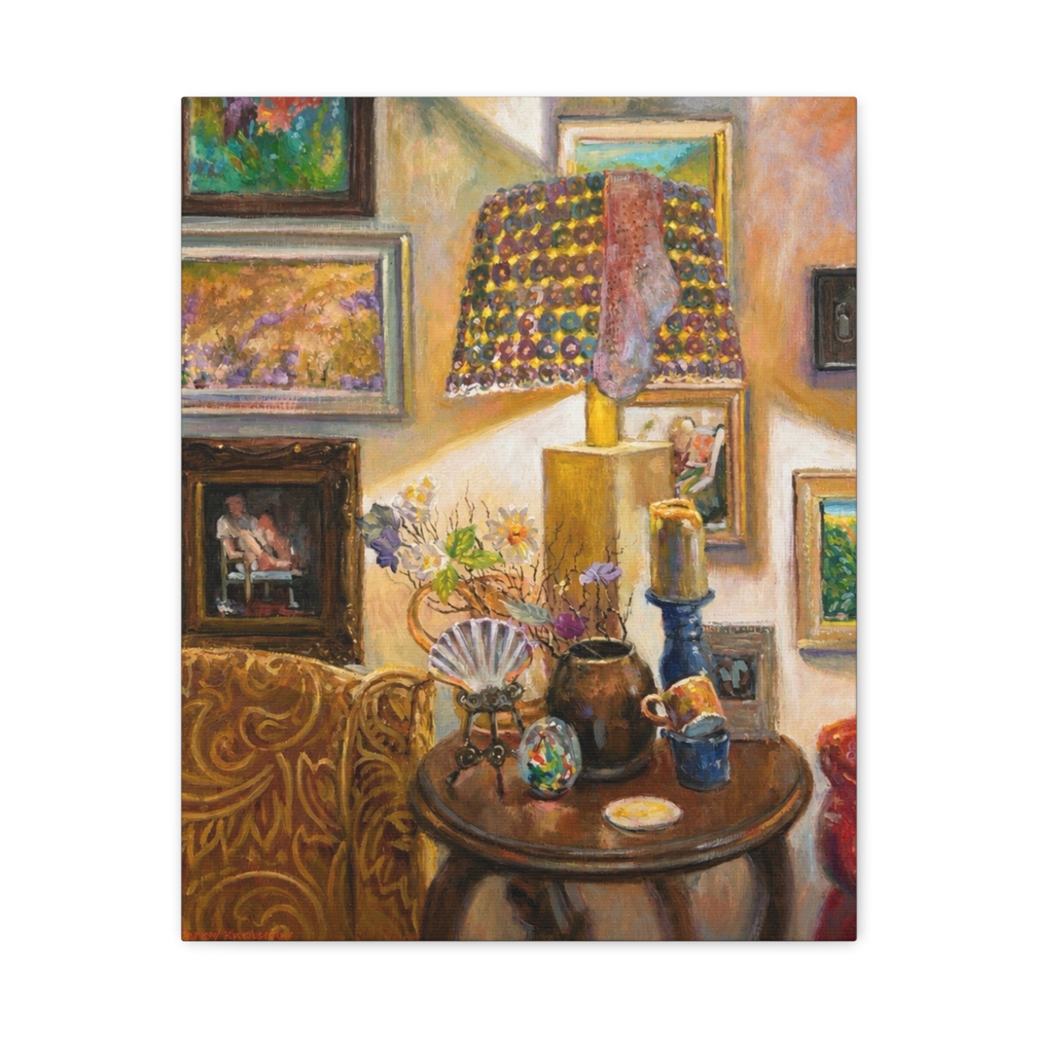 "A Room Full of Memories"   Still Life Lamp Scene Matte Canvas Print — Cozy Living Room Wall Art