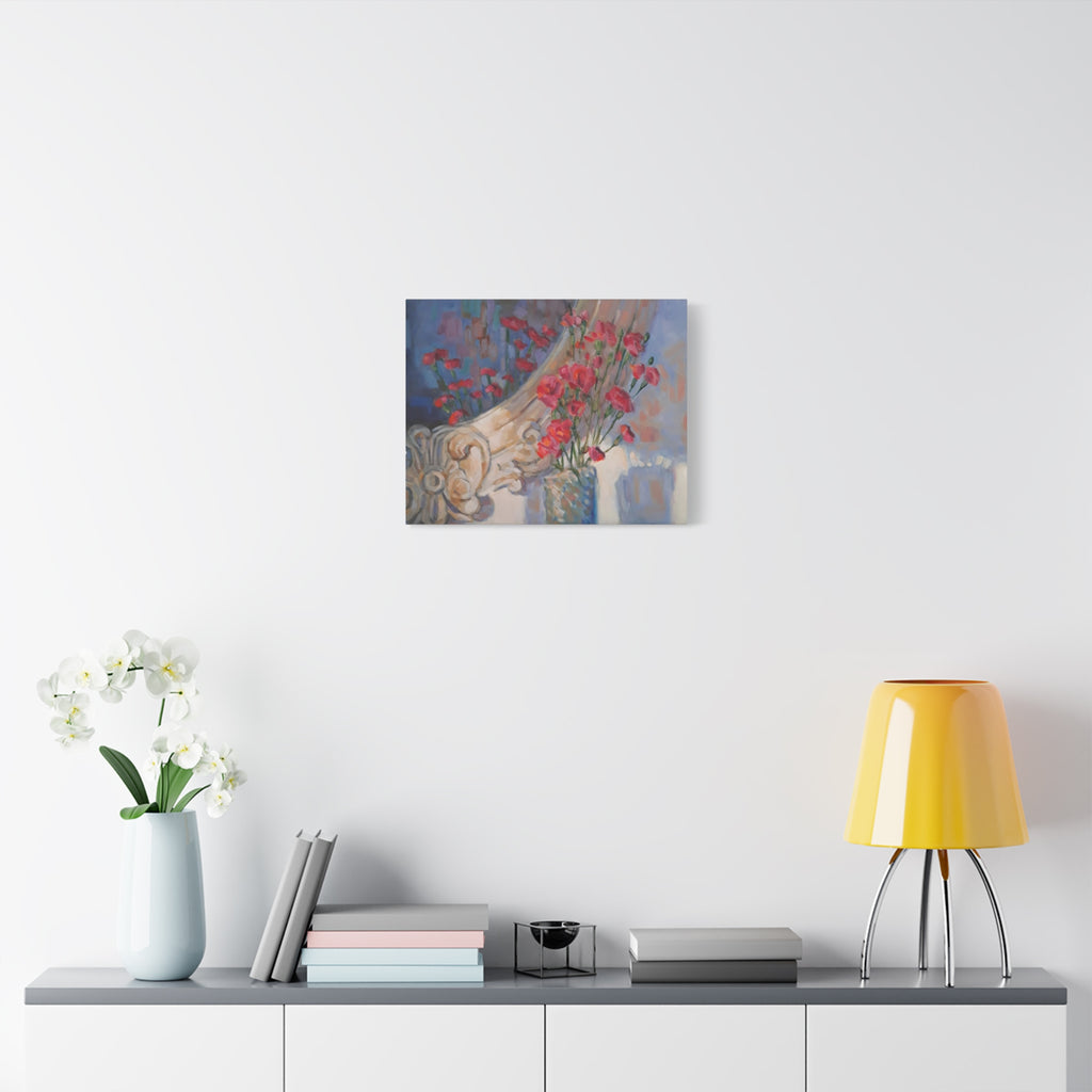 "Mirrored"   Roses & Vintage Mirror — Matte Stretched Canvas Wall Art