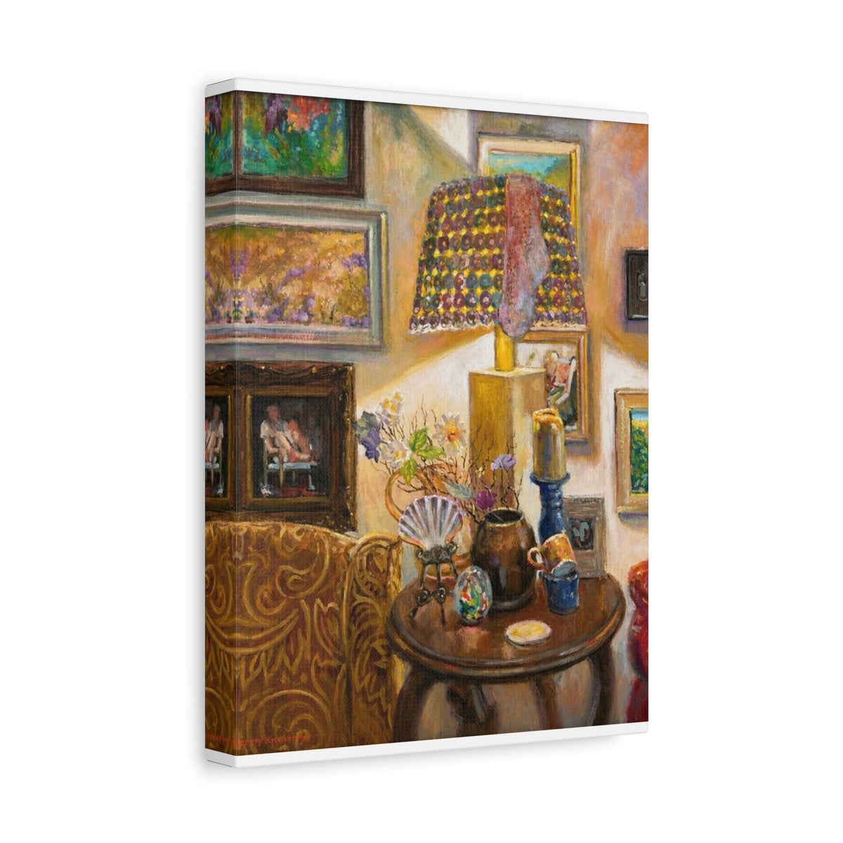 "A Room Full of Memories"   Still Life Lamp Scene Matte Canvas Print — Cozy Living Room Wall Art