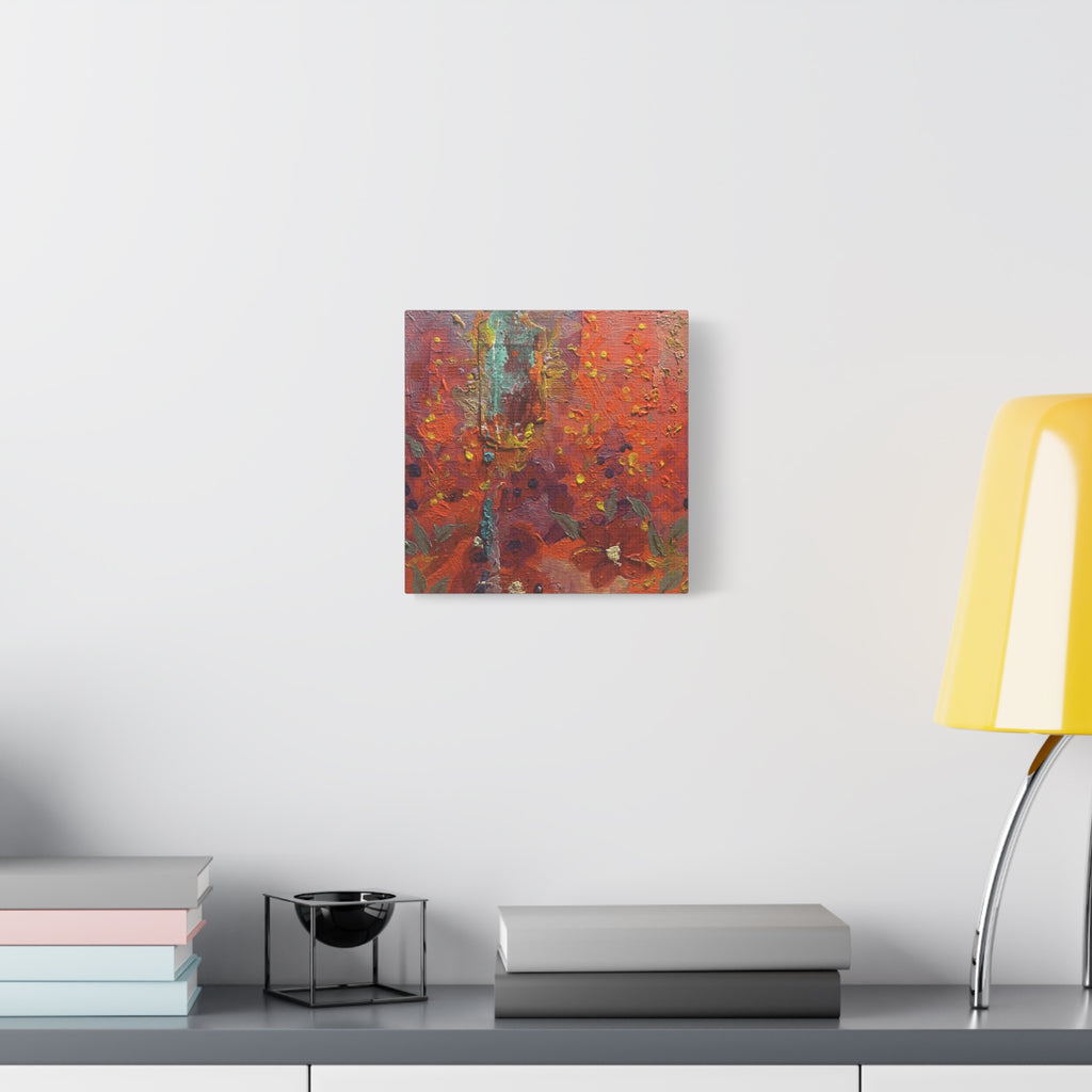 Abstract Red Floral Texture Matte Canvas Print — Stretched 1.25" Wall Art