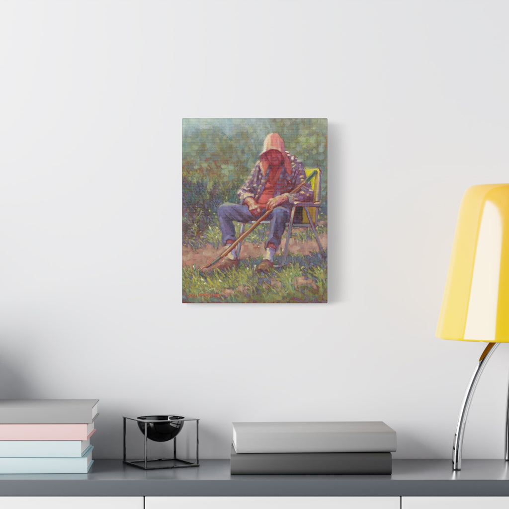 "A Tough Row to Hoe"   Canvas Wall Art — Tranquil Gardener Painting (Matte Stretched Canvas)