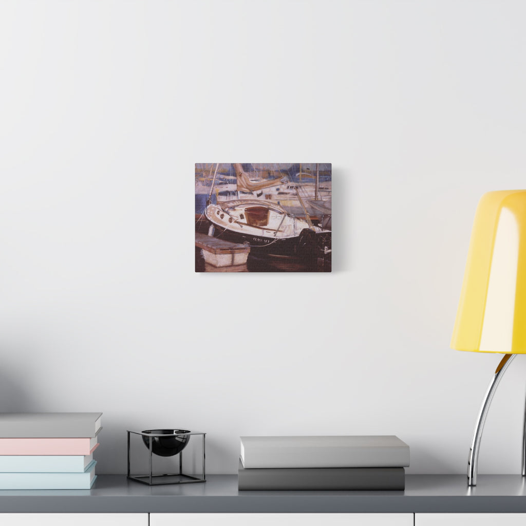 "At Pelican's Landing"   Sailboat Harbor Matte Canvas Print — Stretched 1.25" Wall Art