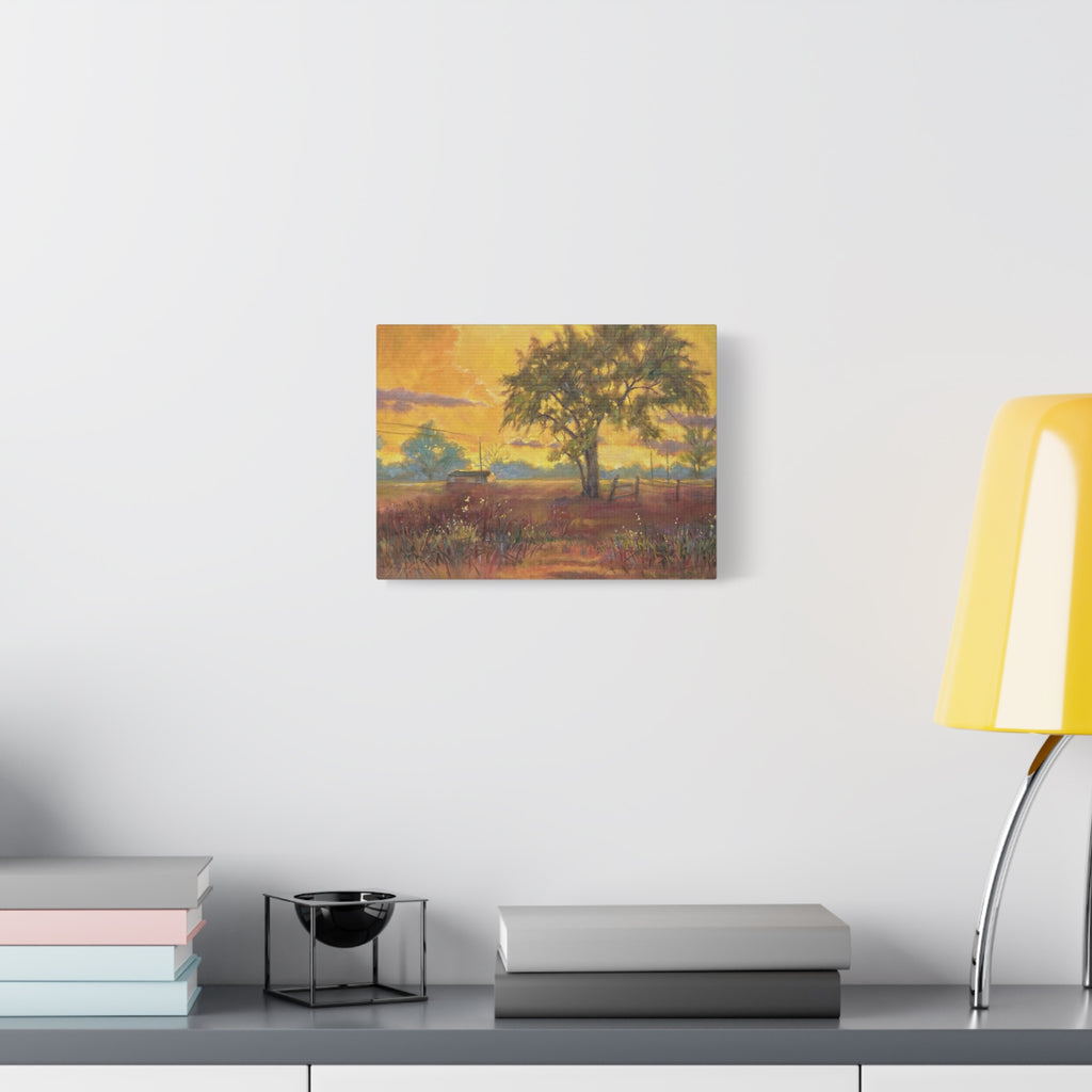 "One Golden Evening"   Sunlit Country Landscape Canvas Print — Stretched Matte Wall Art