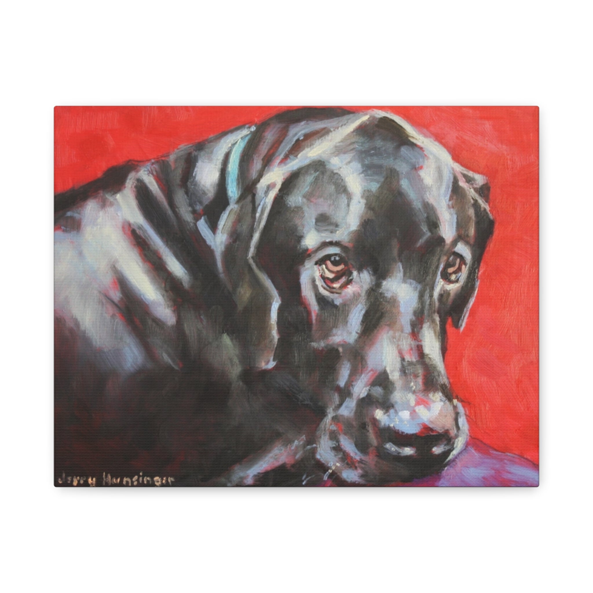 Black Labrador Portrait Canvas - Matte Stretched Wall Art