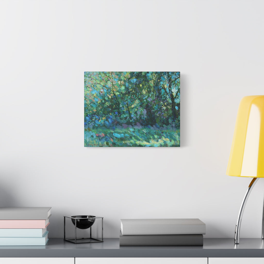 "Across the Road"              Impressionist Green Woodland Matte Canvas Wall Art – Stretched 1.25"