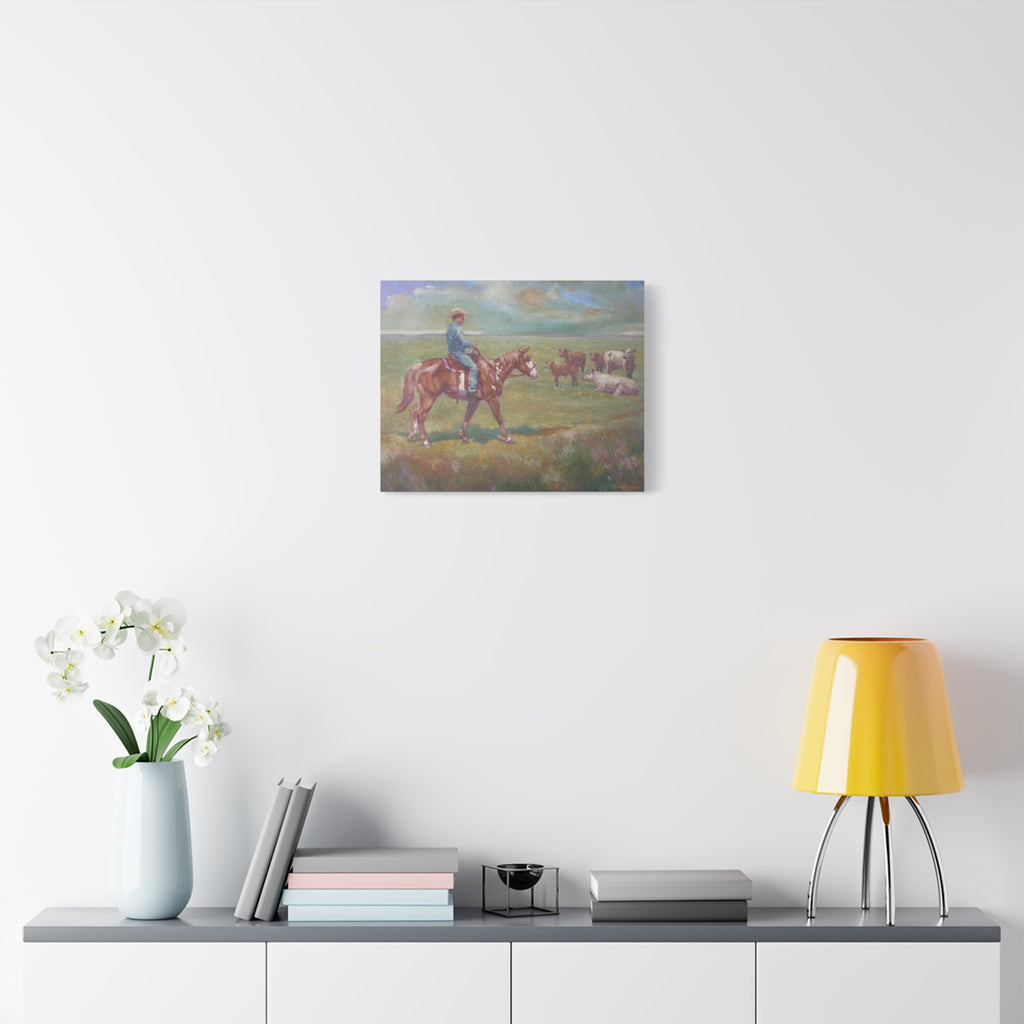"Fresh Paint"         Cowboy on Horseback Canvas Wall Art — Ranch Pastoral Landscape