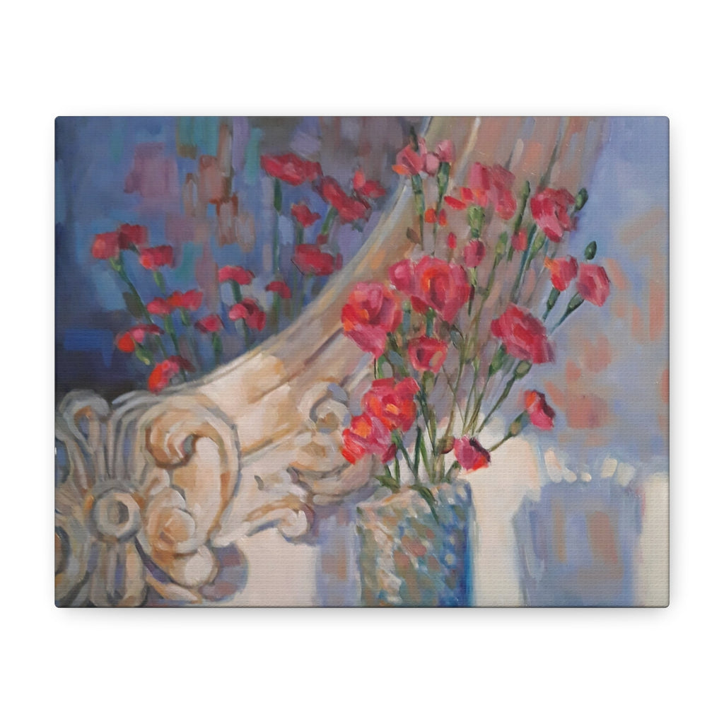 "Mirrored"   Roses & Vintage Mirror — Matte Stretched Canvas Wall Art