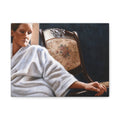 "The White Robe"   Matte Stretched Canvas Print — Serene Woman in Robe Artwork