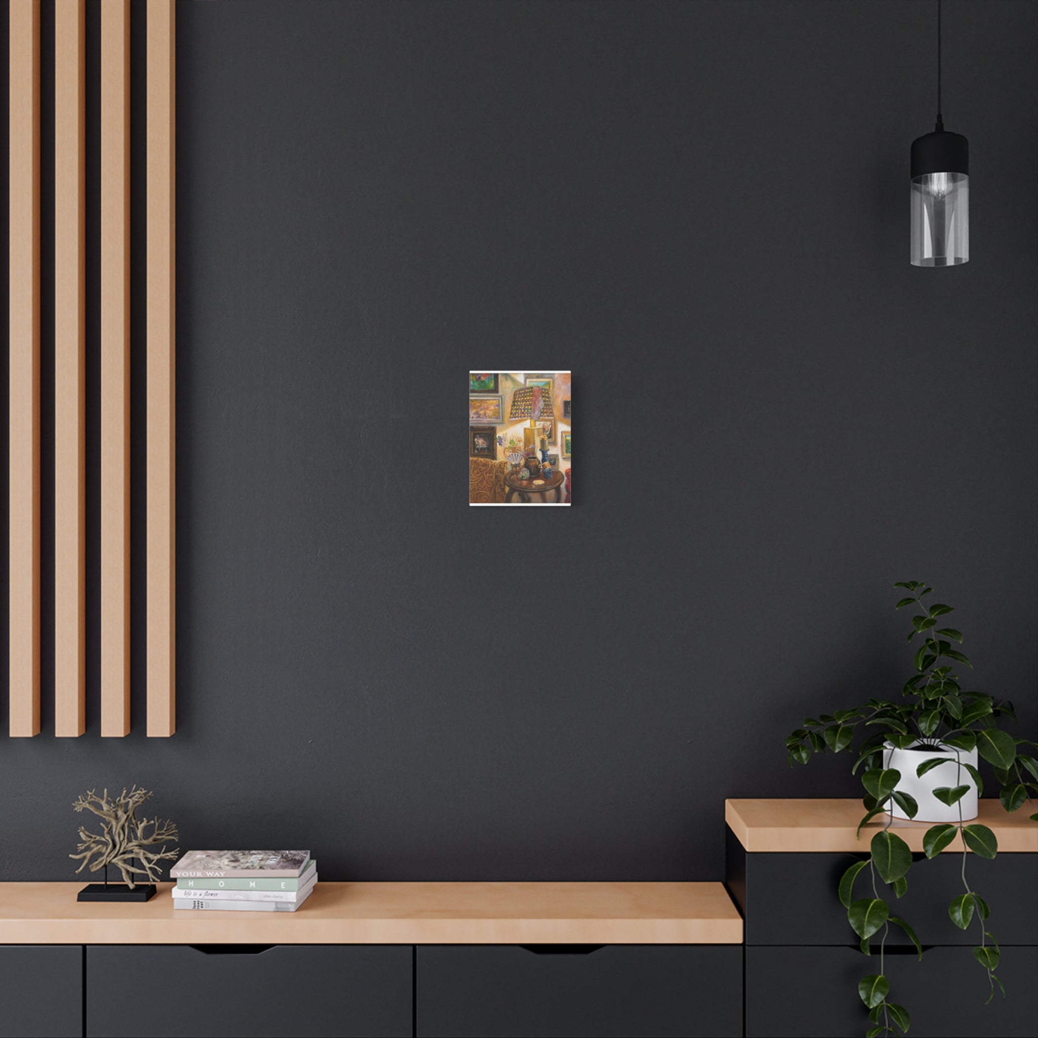 "A Room Full of Memories"   Still Life Lamp Scene Matte Canvas Print — Cozy Living Room Wall Art