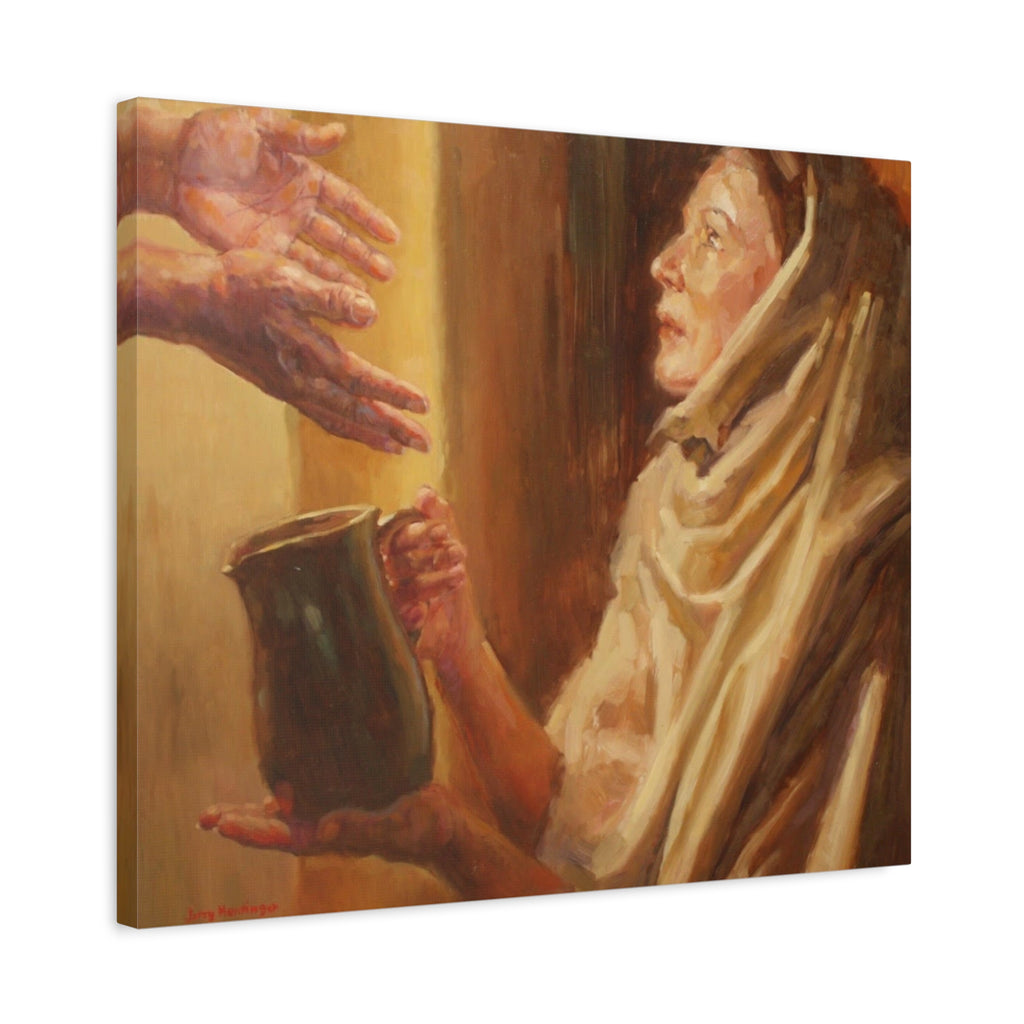"A Servant's Heart"   Religious Oil Painting Canvas Print — 'Offering' Matte Stretched Wall Art