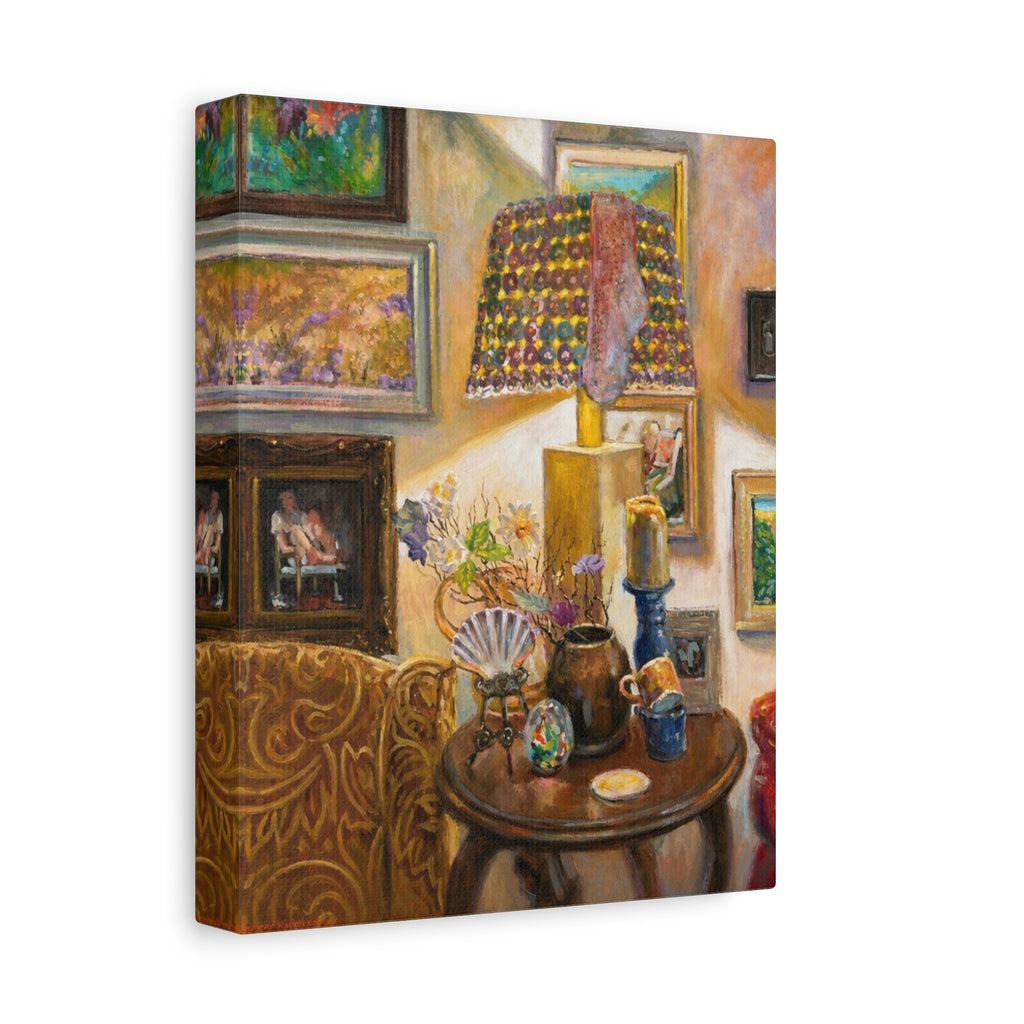 "A Room Full of Memories"   Still Life Lamp Scene Matte Canvas Print — Cozy Living Room Wall Art