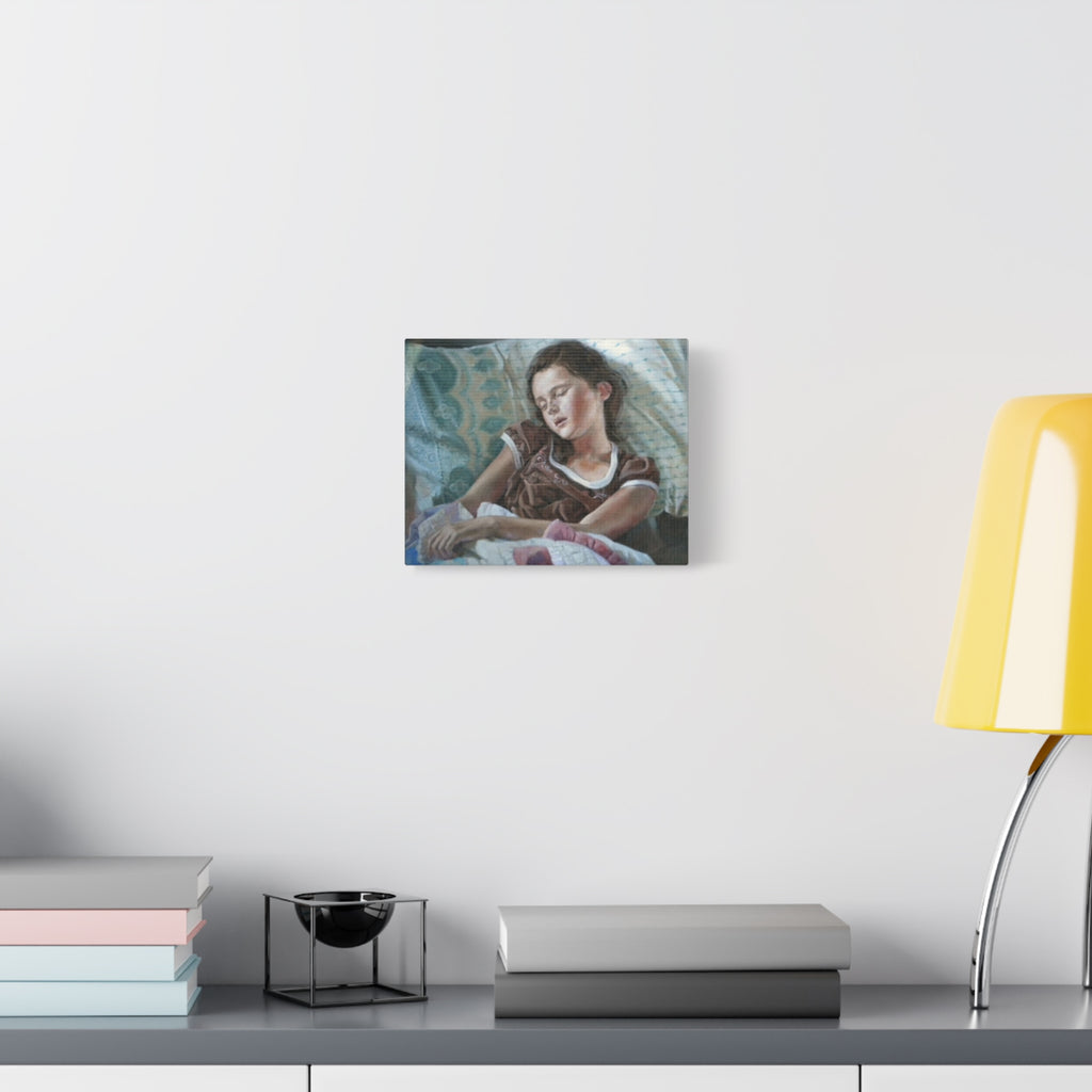 "Perchance to Dream"       Sleeping Child Canvas Wall Art – Serene Portrait Print on Stretched Matte Canvas