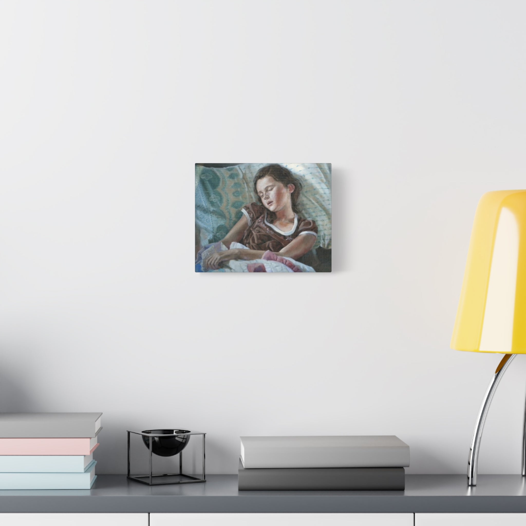 "Perchance to Dream"       Sleeping Child Canvas Wall Art – Serene Portrait Print on Stretched Matte Canvas