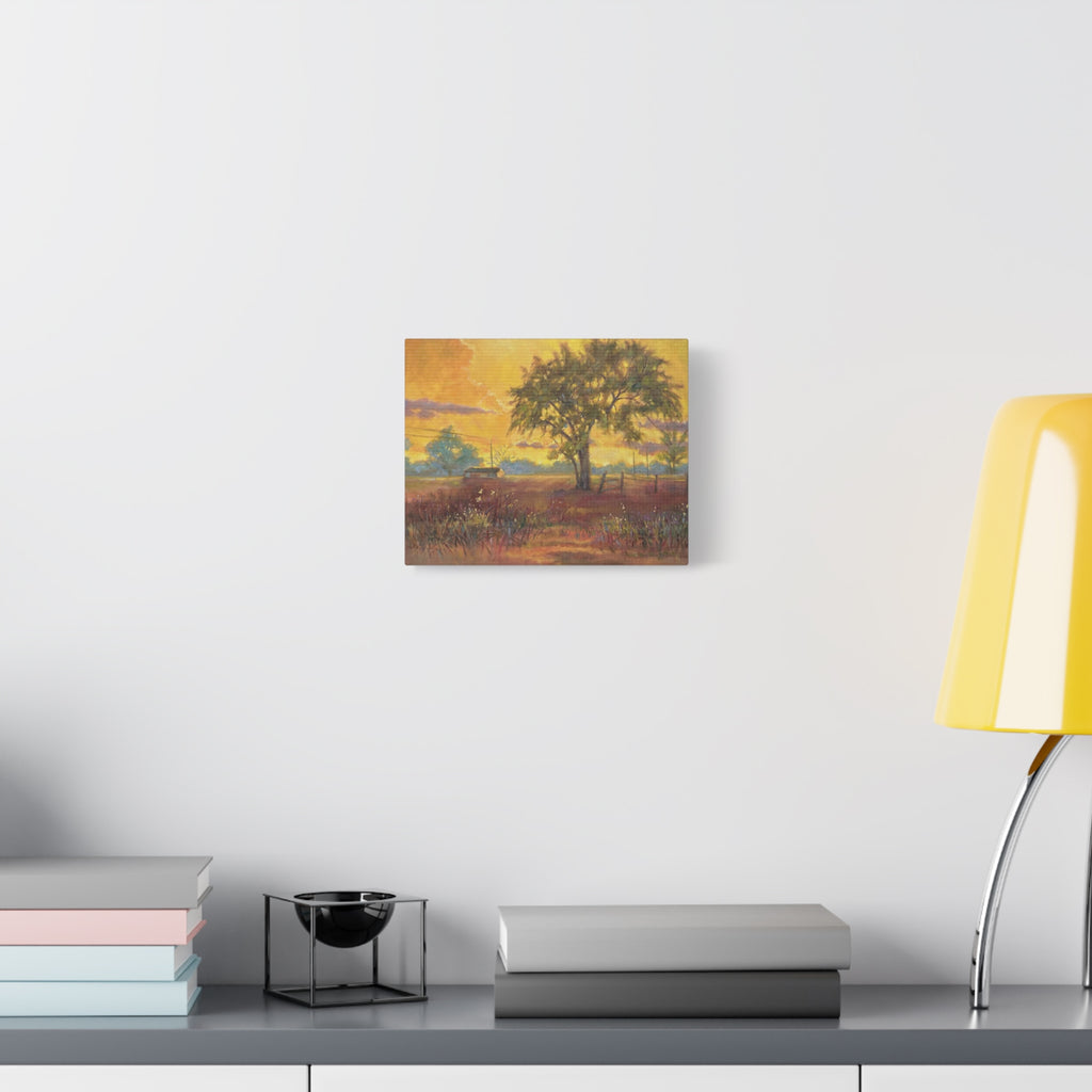 "One Golden Evening"   Sunlit Country Landscape Canvas Print — Stretched Matte Wall Art