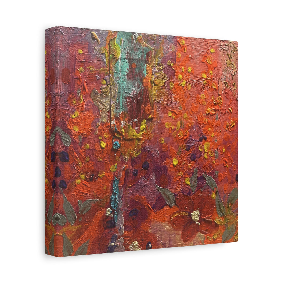 Abstract Red Floral Texture Matte Canvas Print — Stretched 1.25" Wall Art