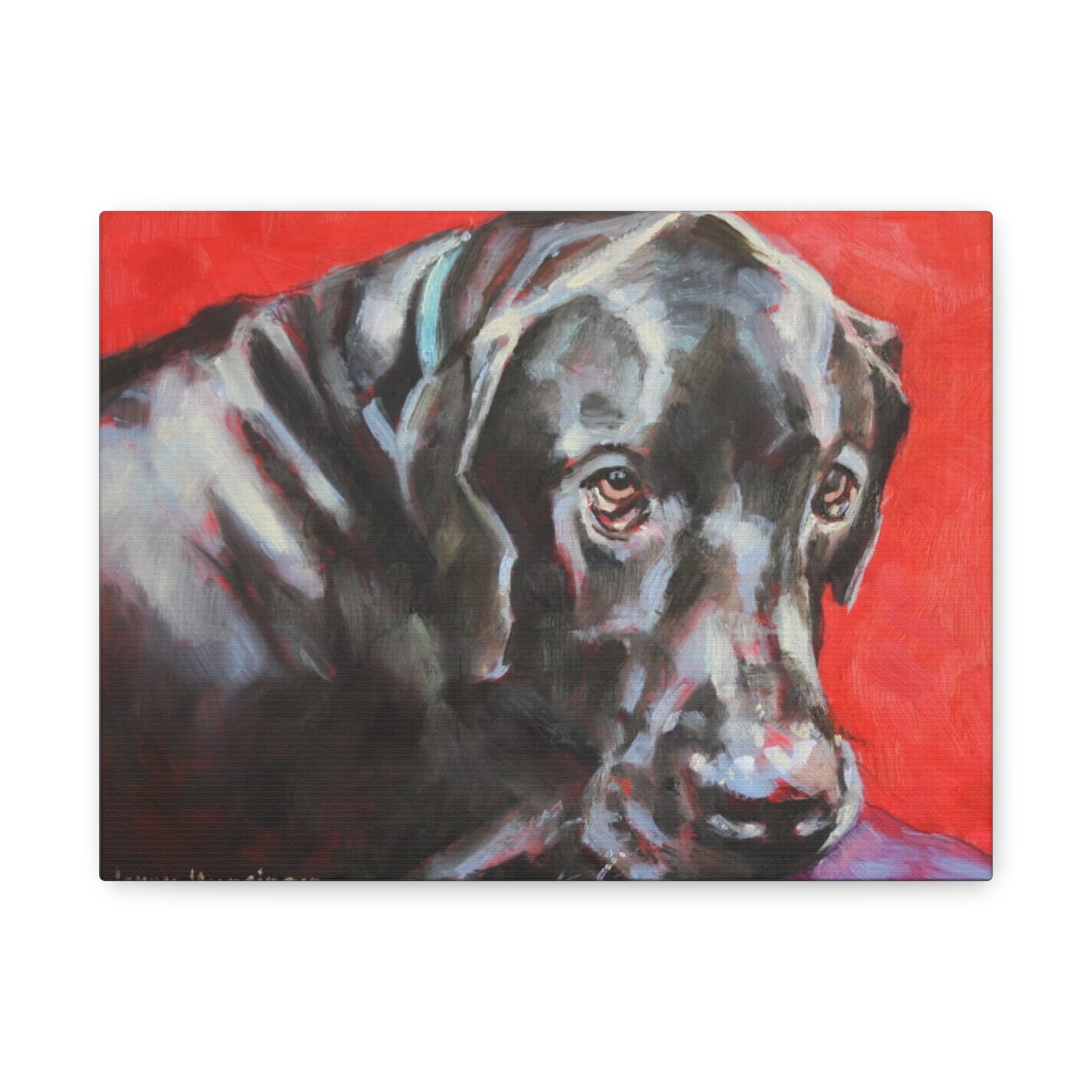 Black Labrador Portrait Canvas - Matte Stretched Wall Art