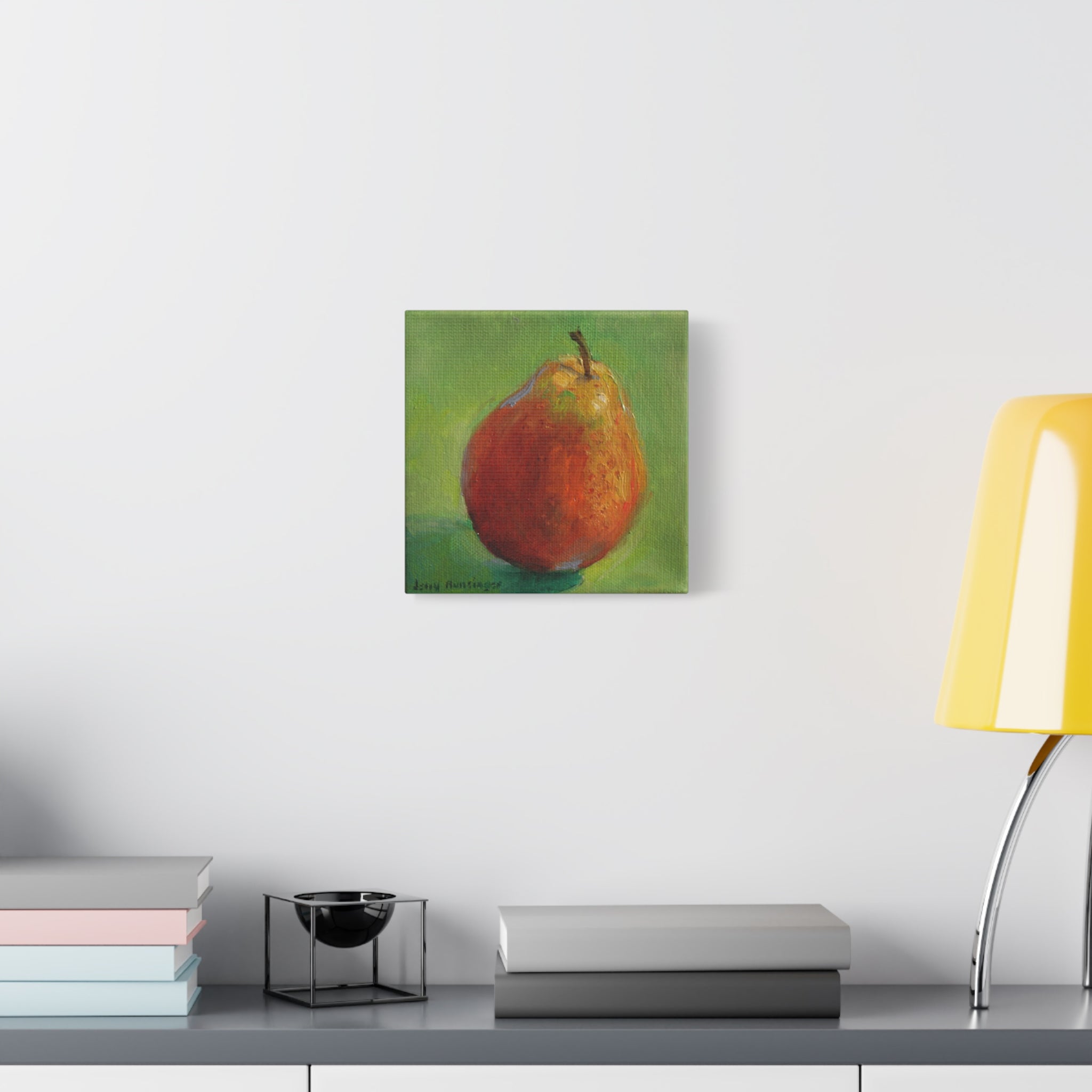 "Red Pear"     Still Life Matte Stretched Canvas Wall Art — Small 1.25"