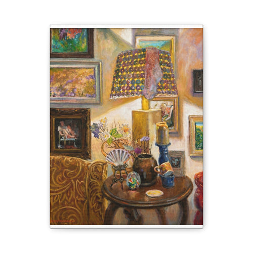 "A Room Full of Memories"   Still Life Lamp Scene Matte Canvas Print — Cozy Living Room Wall Art