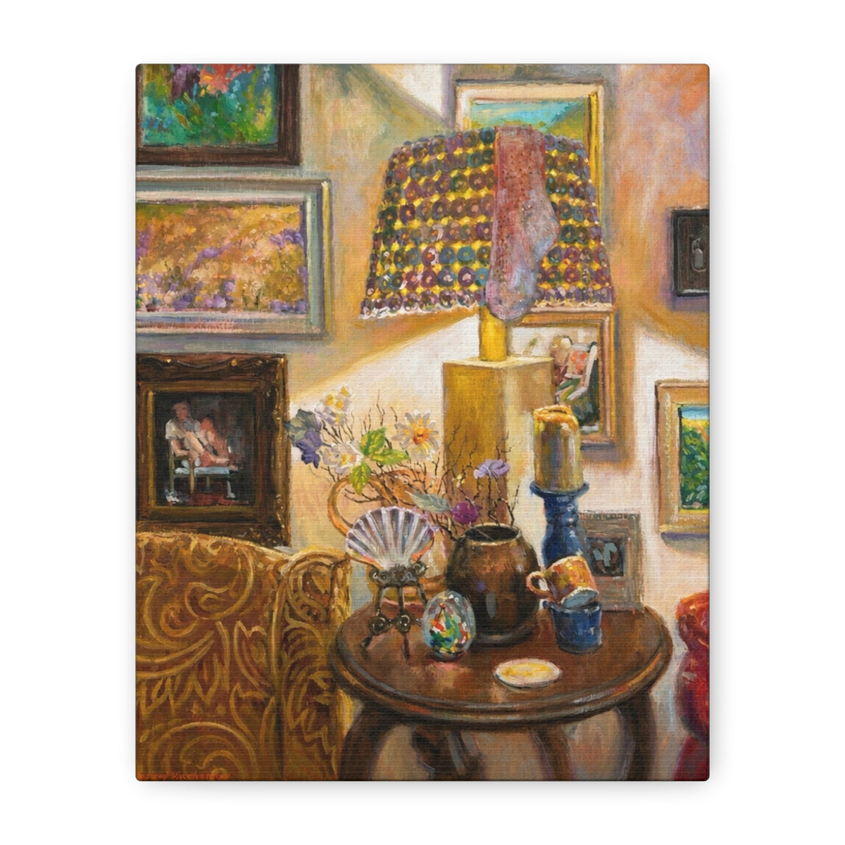 "A Room Full of Memories"   Still Life Lamp Scene Matte Canvas Print — Cozy Living Room Wall Art