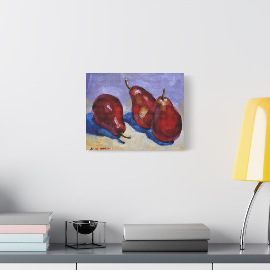 "Red Pears"   Red Pears Still Life Matte Canvas Print – Stretched Wall Art