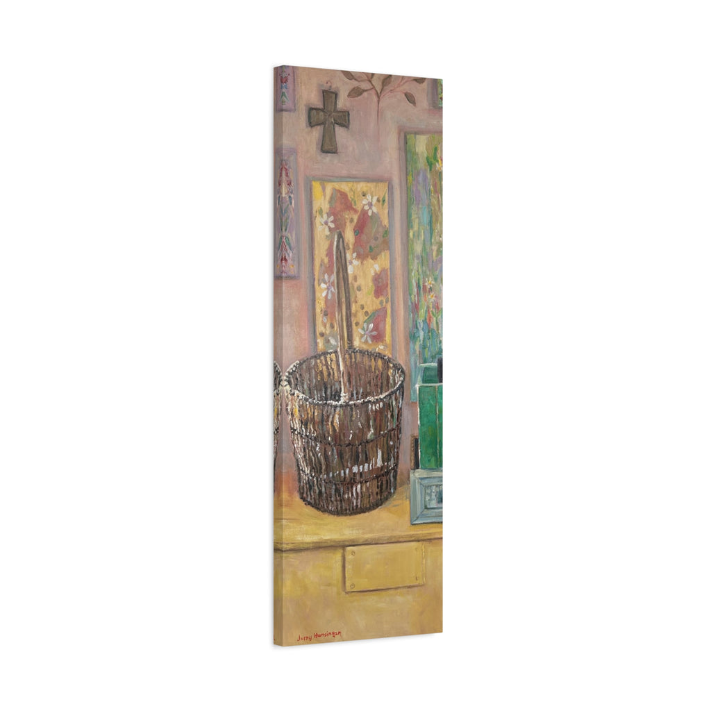 "The Forgotten Corner"    Rustic Basket Still Life Matte Canvas Wall Art — Narrow Stretched Panel