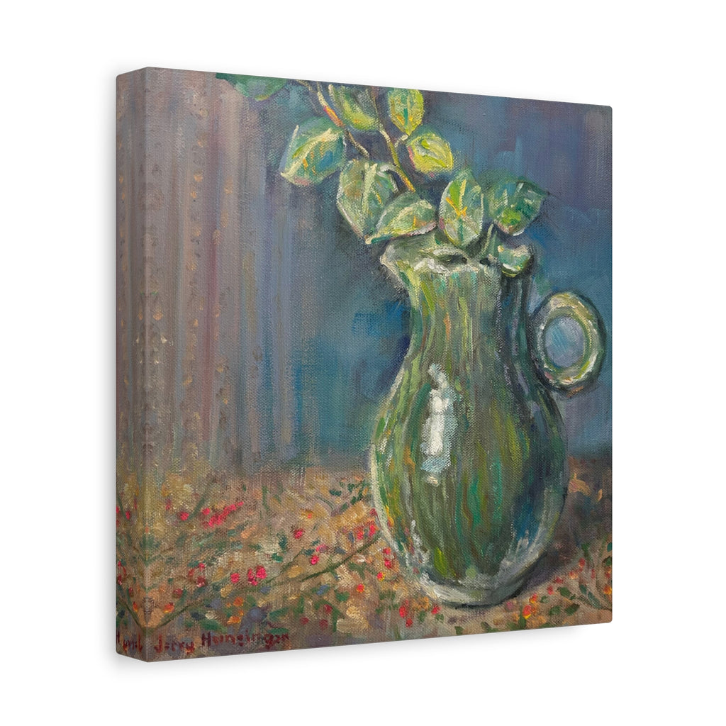"The Green Pitcher"   Green Pitcher Still Life Matte Canvas Wall Art — Stretched 1.25"