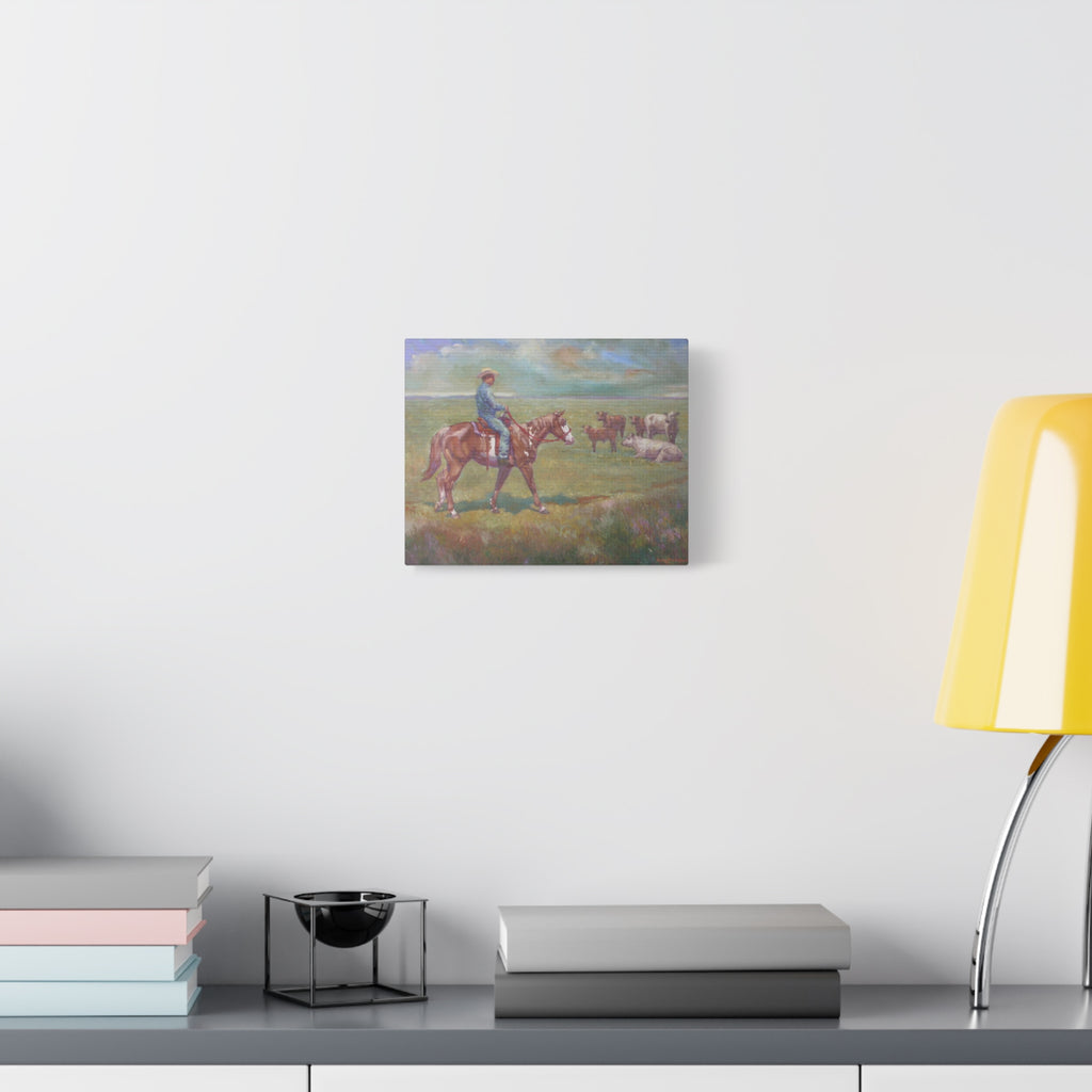 "Fresh Paint"         Cowboy on Horseback Canvas Wall Art — Ranch Pastoral Landscape