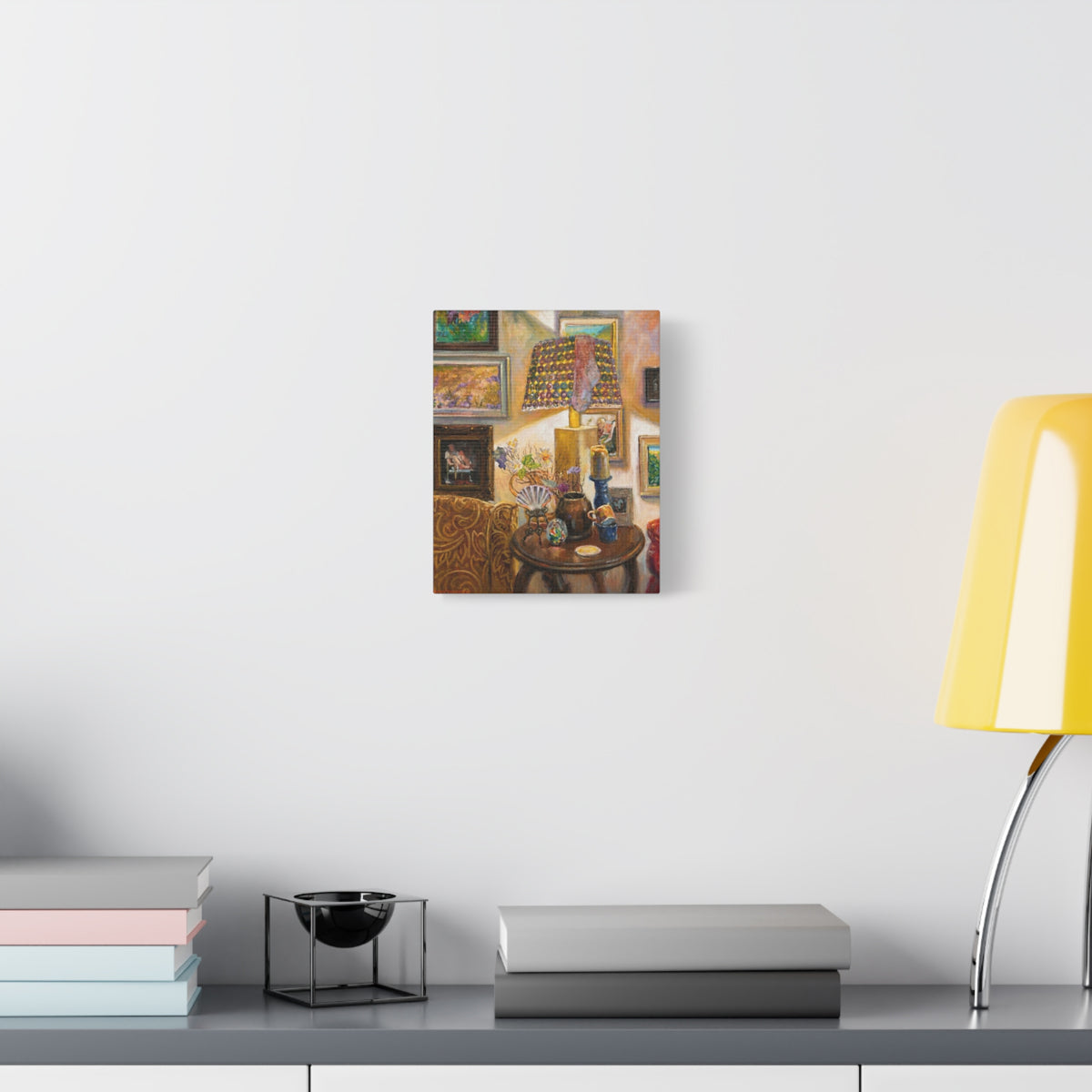 "A Room Full of Memories"   Still Life Lamp Scene Matte Canvas Print — Cozy Living Room Wall Art