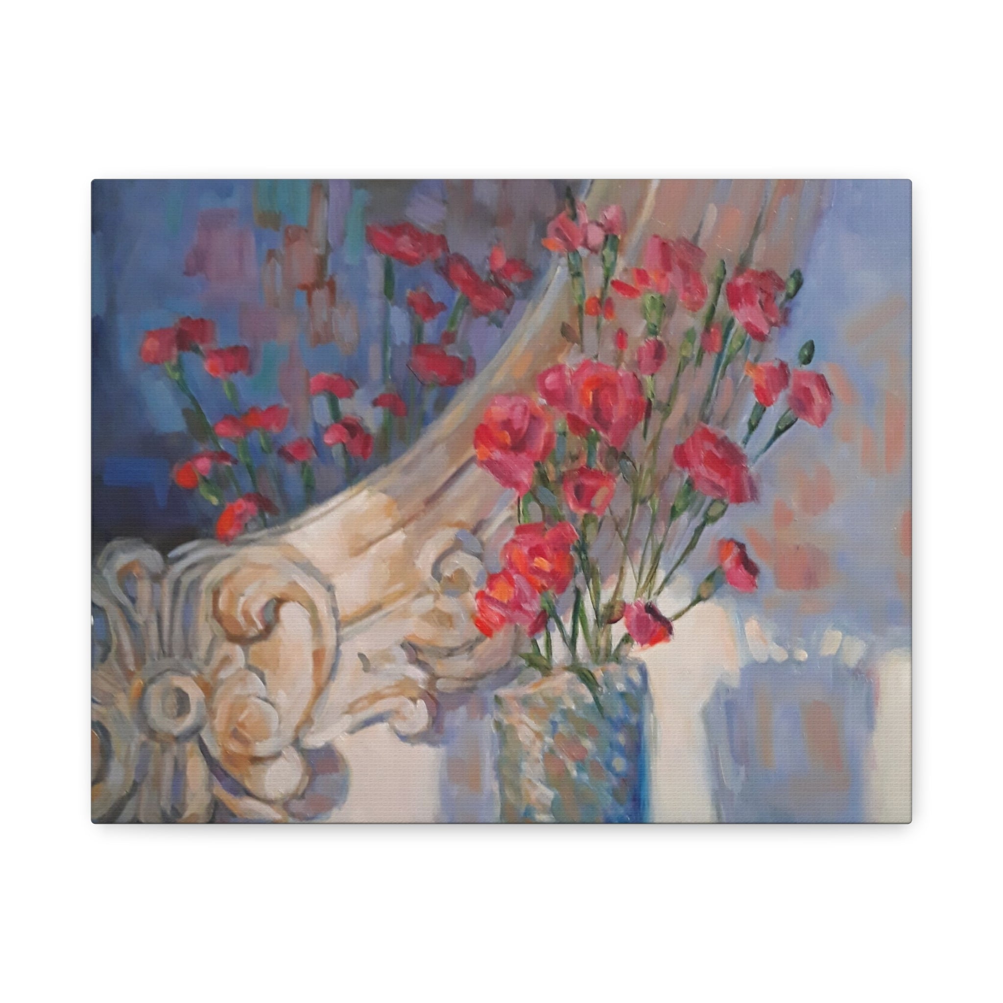 "Mirrored"   Roses & Vintage Mirror — Matte Stretched Canvas Wall Art