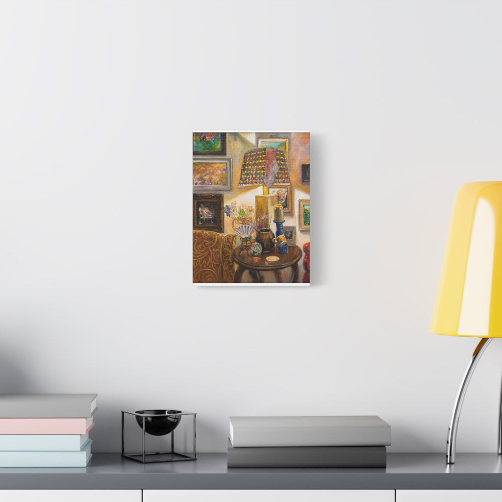 "A Room Full of Memories"   Still Life Lamp Scene Matte Canvas Print — Cozy Living Room Wall Art