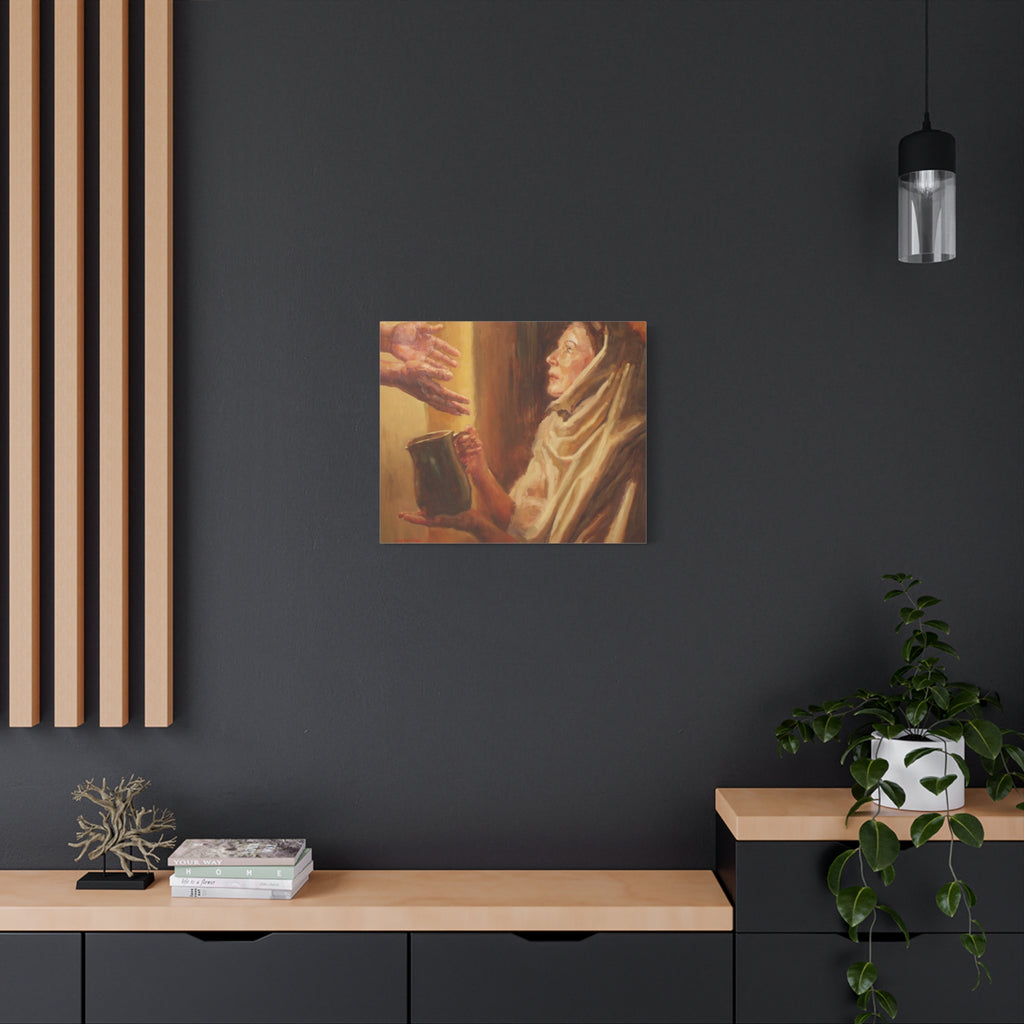 "A Servant's Heart"   Religious Oil Painting Canvas Print — 'Offering' Matte Stretched Wall Art