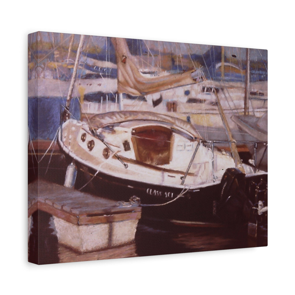 "At Pelican's Landing"   Sailboat Harbor Matte Canvas Print — Stretched 1.25" Wall Art