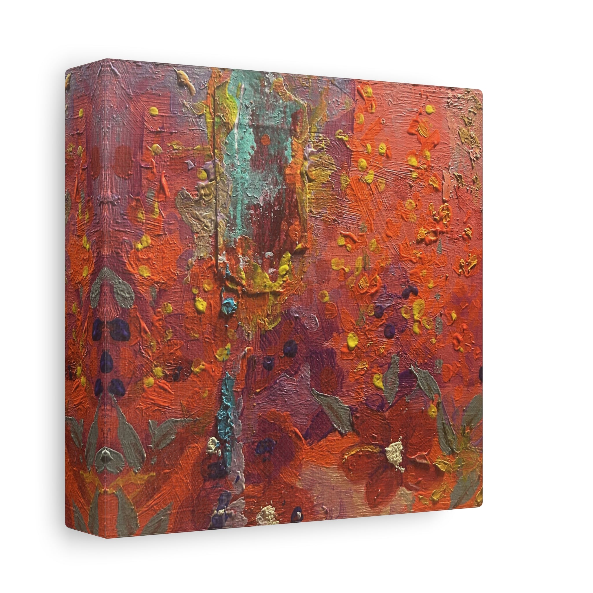 Abstract Red Floral Texture Matte Canvas Print — Stretched 1.25" Wall Art