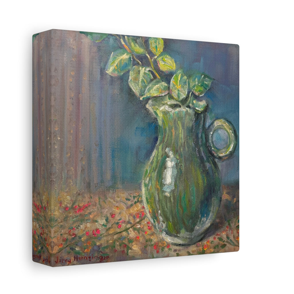 "The Green Pitcher"   Green Pitcher Still Life Matte Canvas Wall Art — Stretched 1.25"