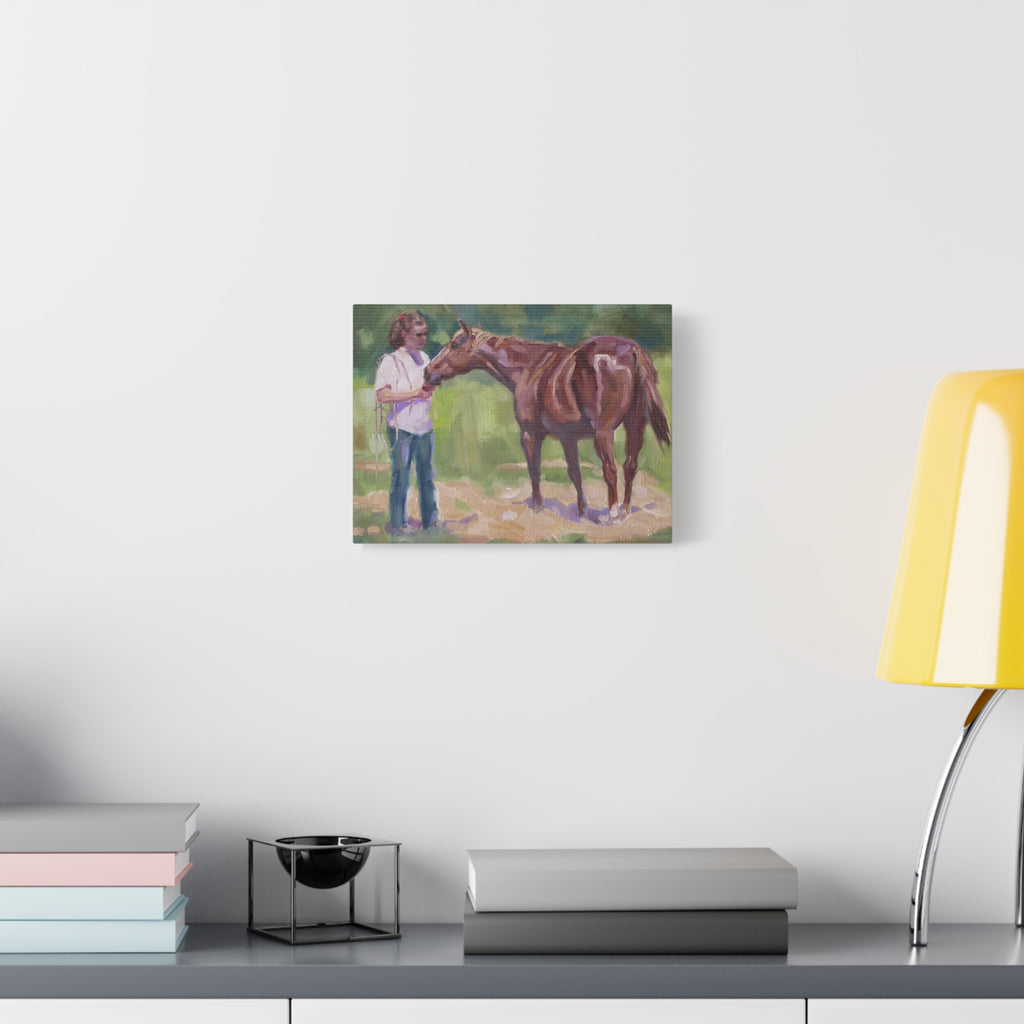 "An Apple a Day"  Horse & Rider Canvas Print — Equestrian Wall Art, Matte Stretched Canvas